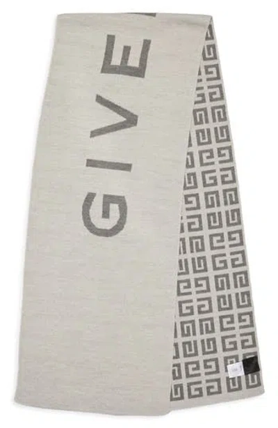 Givenchy Intarsia 4g Double Face Wool Scarf In Gray