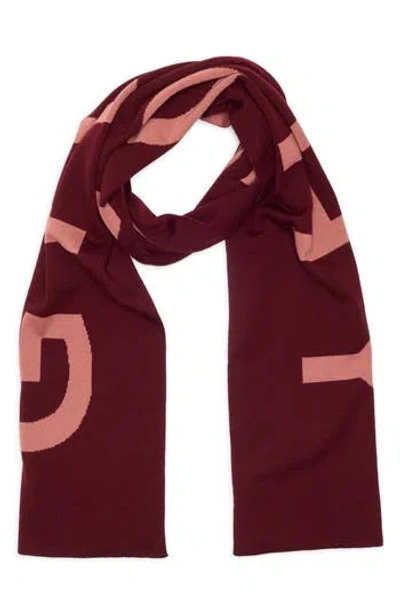 Givenchy Intarsia Logo Wool Scarf In Burgundy