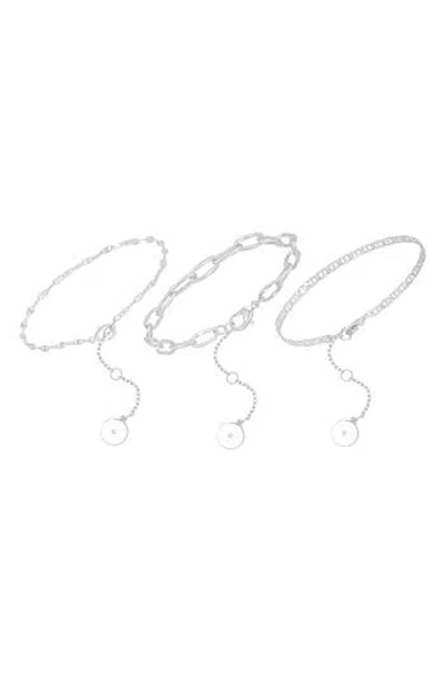 Vince Camuto Set Of 3 Chain Bracelets In Silver