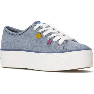 Keds Women's Triple Up Denim Charm Lace Up Canvas Sneakers In Blue