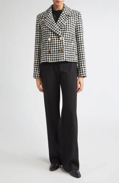 Max Mara Volante Double-breasted Houndstooth Jacket In Black