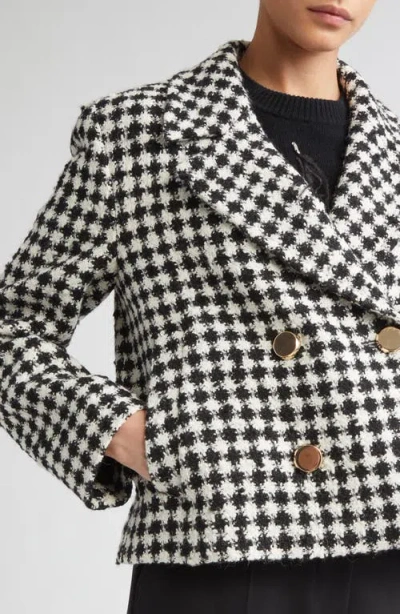 Max Mara Volante Double-breasted Houndstooth Jacket In Black