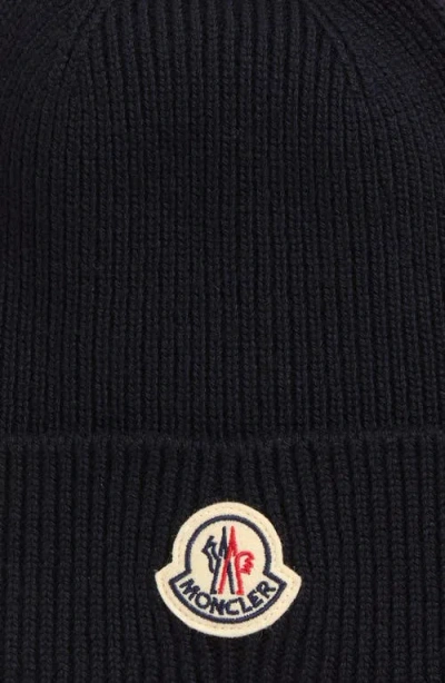 Moncler Ribbed Texture Wool Hat Winter Style In Black