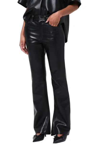 Agolde Kick Boot Recycled Leather-blend Flared Pants In Black