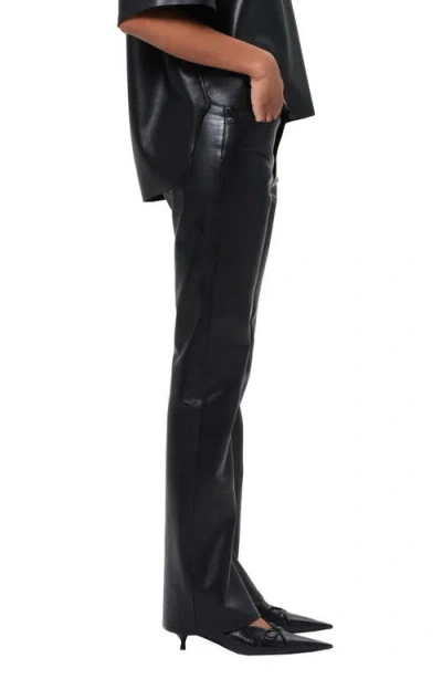 Agolde Kick Boot Recycled Leather-blend Flared Pants In Black