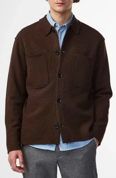Nn07 Jonas Boiled Wool Shirt Jacket In Brown