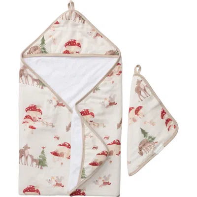 Loulou Lollipop Hooded Towel & Washcloth Set In Gray