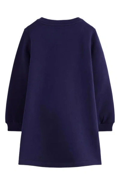 Mini Boden Kids' Ida Embroidered Sweatshirt Dress In Blue