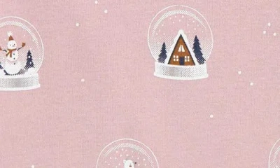 Petit Lem Kids' Snow Globe Print Fitted Two-piece Organic Cotton Pajamas In Pink