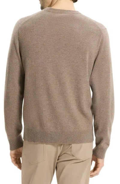 Theory Riland Cable Stitch Cotton Crewneck Sweater In Brown