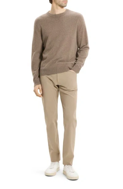 Theory Riland Cable Stitch Cotton Crewneck Sweater In Brown