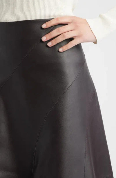 Hugo Boss Sevani Panelled Leather Midi Skirt In Black