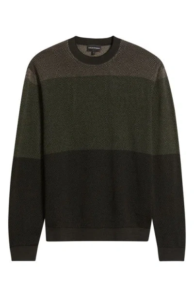Emporio Armani Virgin Wool Jumper With Micro Jacquard Op-art Diamonds In Black