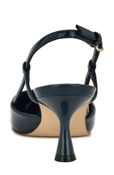 Nine West Rhonda Slingback Pointed Toe Kitten Heel Pump In Blue