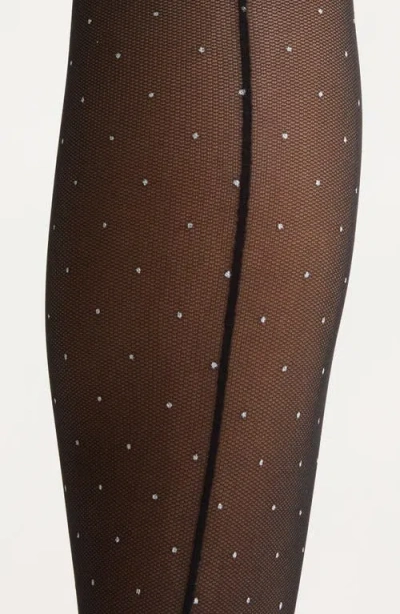 Nordstrom Sheer Sparkle Back Seam Tights In Black