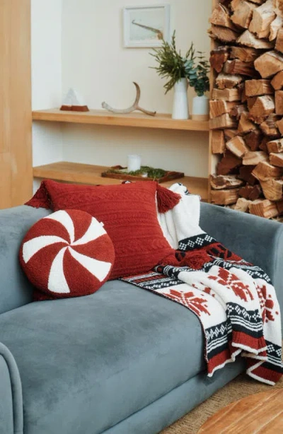 Barefoot Dreams Cozychic Peppermint Pillow In Burgundy