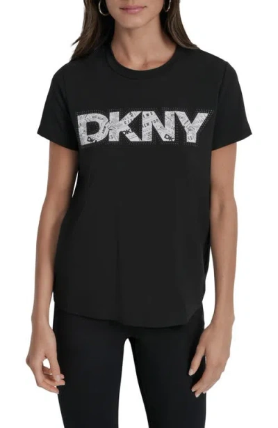 Dkny Newspaper Logo Graphic T-shirt In Black