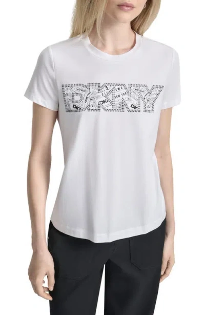 Dkny Newspaper Logo Graphic T-shirt In White