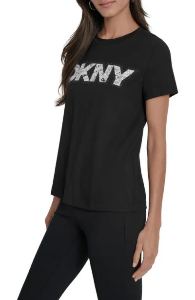 Dkny Newspaper Logo Graphic T-shirt In Black