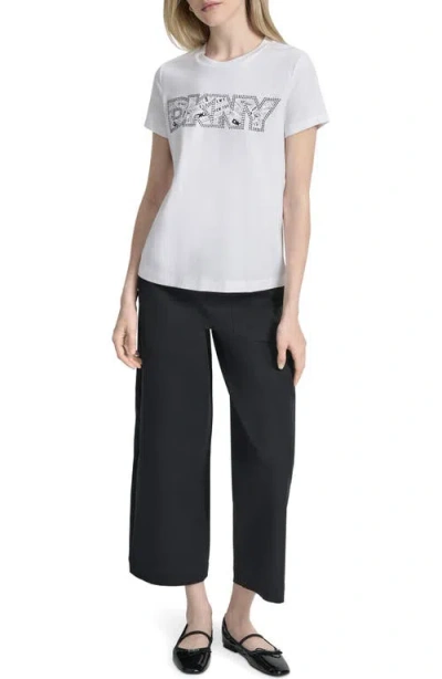 Dkny Newspaper Logo Graphic T-shirt In White