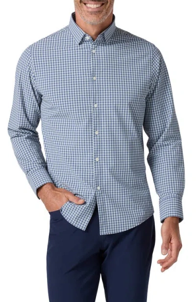 Mizzen + Main Mizzen+main Leeward No Tuck Trim Fit Gingham Performance Button-up Shirt In Blue