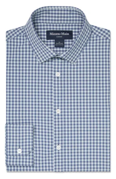 Mizzen + Main Mizzen+main Leeward No Tuck Trim Fit Gingham Performance Button-up Shirt In Blue