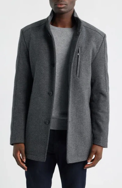 Johnston & Murphy Upton Wool Blend Car Coat With Removable Bib In Gray