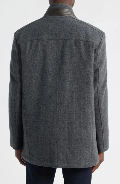 Johnston & Murphy Upton Wool Blend Car Coat With Removable Bib In Gray