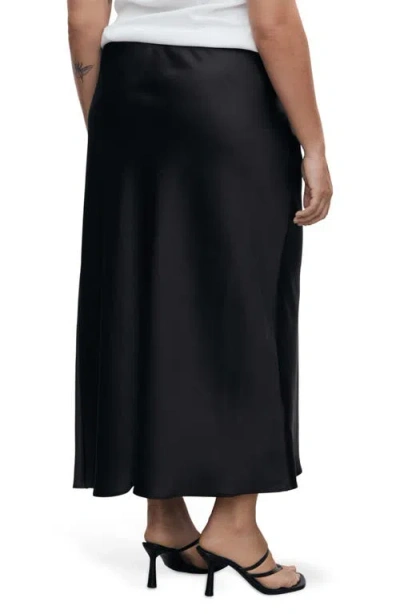 Mango Mia Satin Maxi Skirt In Black