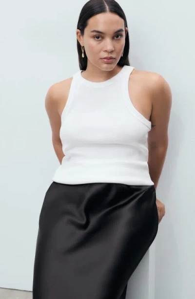 Mango Mia Satin Maxi Skirt In Black