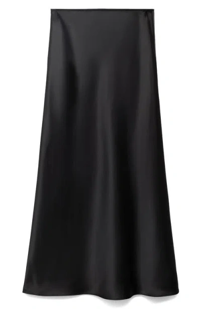 Mango Mia Satin Maxi Skirt In Black