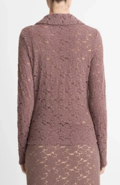 Vince Lace Long Sleeve Polo Top In Neutral