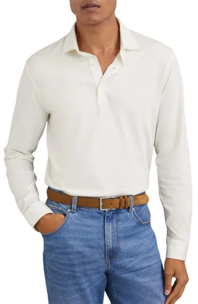 Reiss White Porofino Cotton-jersey Long Sleeve Polo Shirt In White