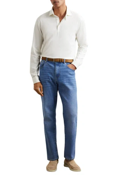 Reiss White Porofino Cotton-jersey Long Sleeve Polo Shirt In White