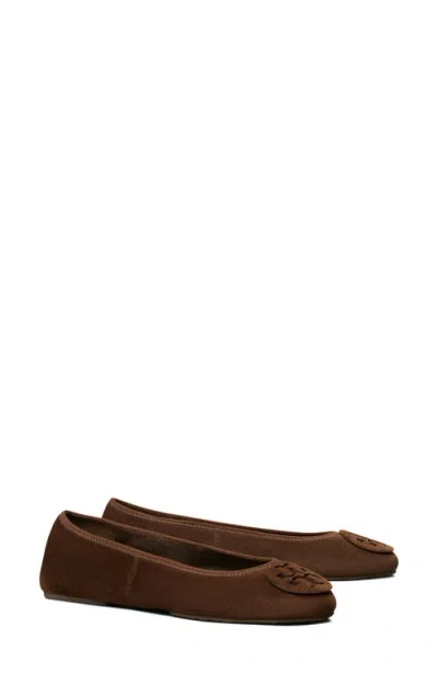 Tory Burch Brown Suede Minnie Ballerinas In Brown