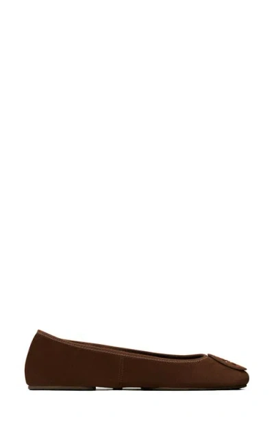 Tory Burch Brown Suede Minnie Ballerinas In Brown