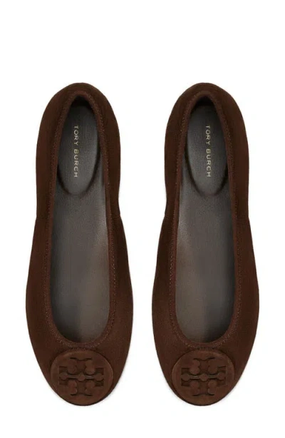 Tory Burch Brown Suede Minnie Ballerinas In Brown