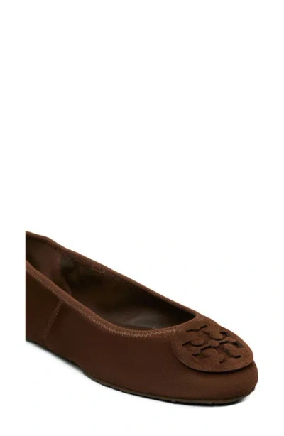 Tory Burch Brown Suede Minnie Ballerinas In Brown
