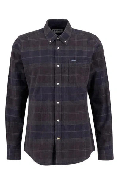 Barbour Blair Tailored Fit Plaid Cotton Corduroy Button-down Shirt In Gray