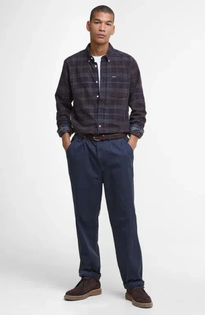 Barbour Blair Tailored Fit Plaid Cotton Corduroy Button-down Shirt In Gray