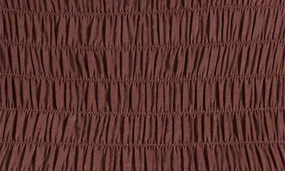 Reformation Aggie Smocked Ruffle Hem Top In Brown