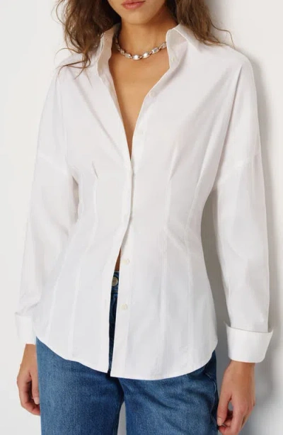 Reformation Vanta Stretch Poplin Button-up Shirt In White