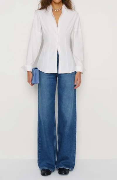 Reformation Vanta Stretch Poplin Button-up Shirt In White