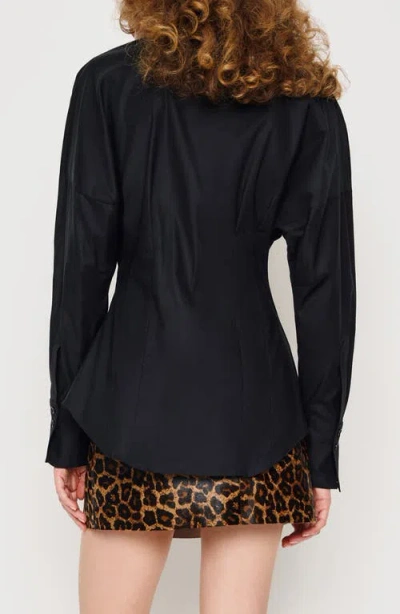 Reformation Vanta Stretch Poplin Button-up Shirt In Black