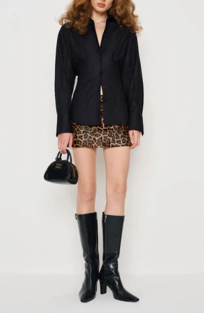 Reformation Vanta Stretch Poplin Button-up Shirt In Black