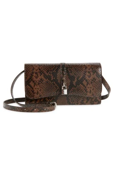 Stella Mccartney Womens Espresso Ryder Flap Snakeskin-embossed Vegan-leather Cross-body Bag In Brown