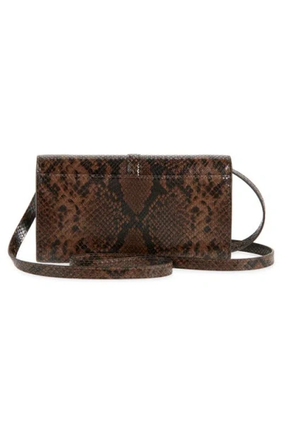 Stella Mccartney Womens Espresso Ryder Flap Snakeskin-embossed Vegan-leather Cross-body Bag In Brown