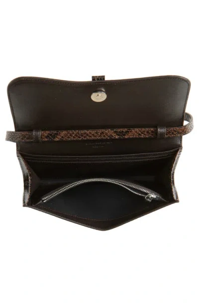 Stella Mccartney Womens Espresso Ryder Flap Snakeskin-embossed Vegan-leather Cross-body Bag In Brown
