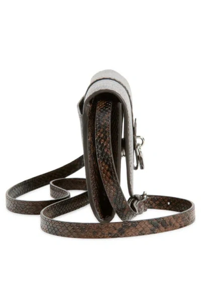 Stella Mccartney Womens Espresso Ryder Flap Snakeskin-embossed Vegan-leather Cross-body Bag In Brown