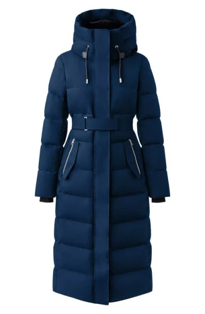 Mackage Shyla 800 Fill Power Down Coat With Removable Quilted Bib In Blue